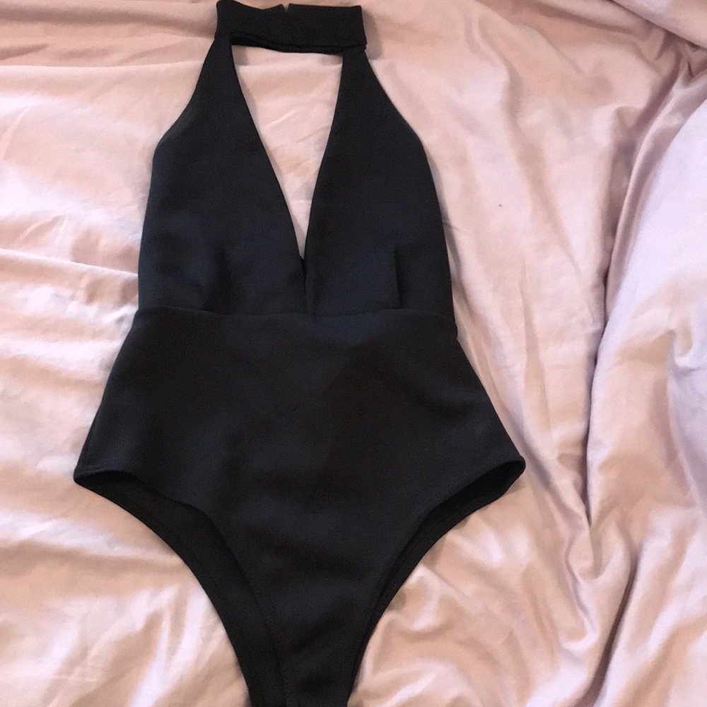 Boohoo black cutout onesie